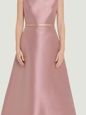 Reem Acra Women Purple Embroidered Mikado Silk Sleeveless Tea-Length Dress Sz 8